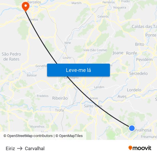 Eiriz to Carvalhal map