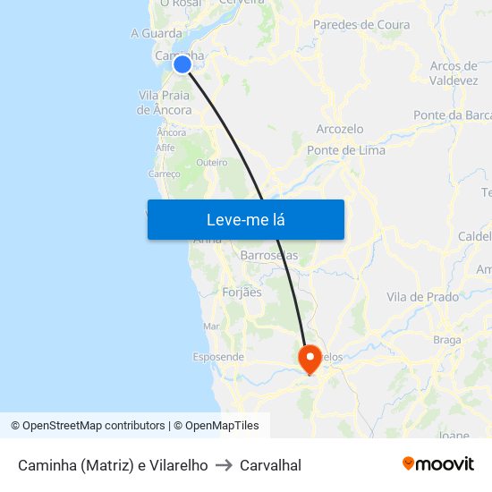 Caminha (Matriz) e Vilarelho to Carvalhal map