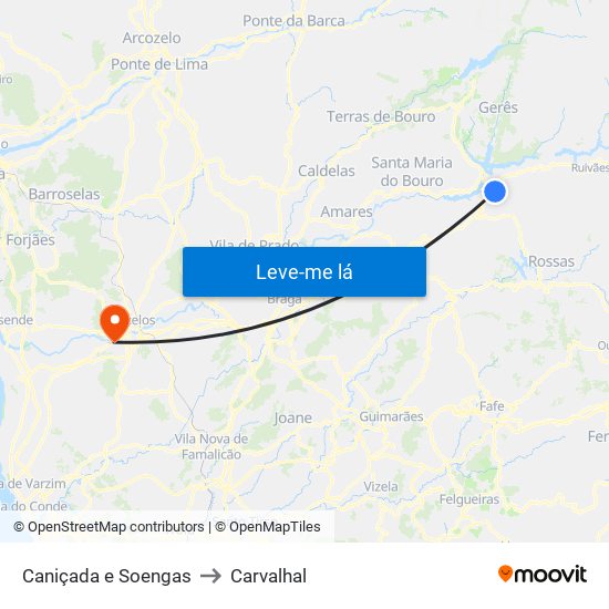 Caniçada e Soengas to Carvalhal map