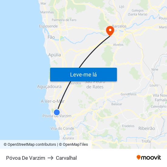 Póvoa De Varzim to Carvalhal map