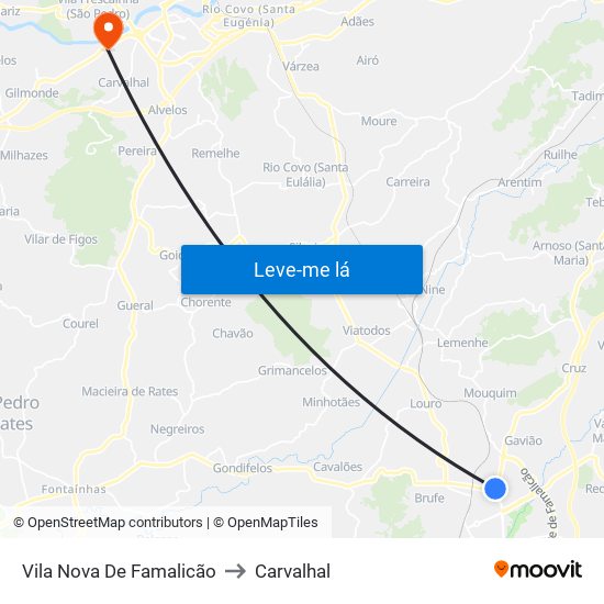 Vila Nova De Famalicão to Carvalhal map