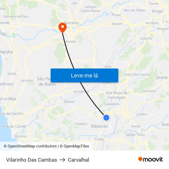 Vilarinho Das Cambas to Carvalhal map