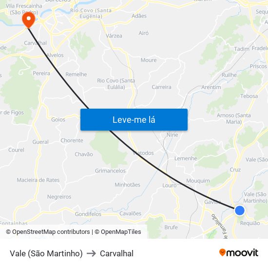 Vale (São Martinho) to Carvalhal map