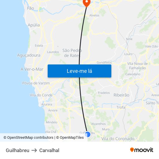 Guilhabreu to Carvalhal map