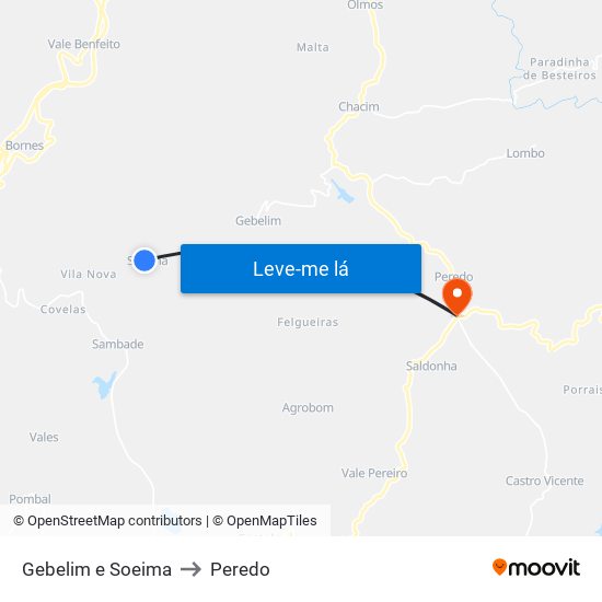 Gebelim e Soeima to Peredo map