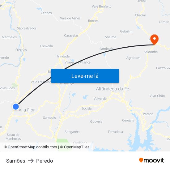 Samões to Peredo map