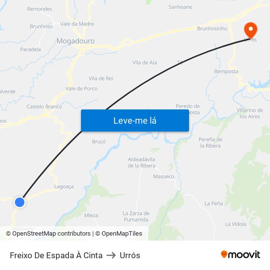 Freixo De Espada À Cinta to Urrós map