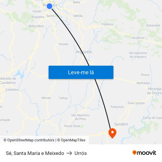 Sé, Santa Maria e Meixedo to Urrós map