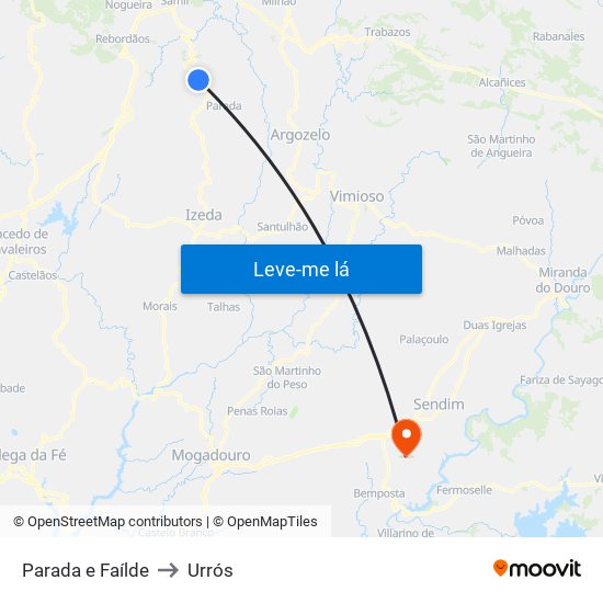 Parada e Faílde to Urrós map