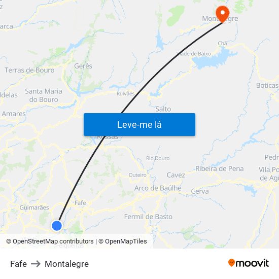 Fafe to Montalegre map