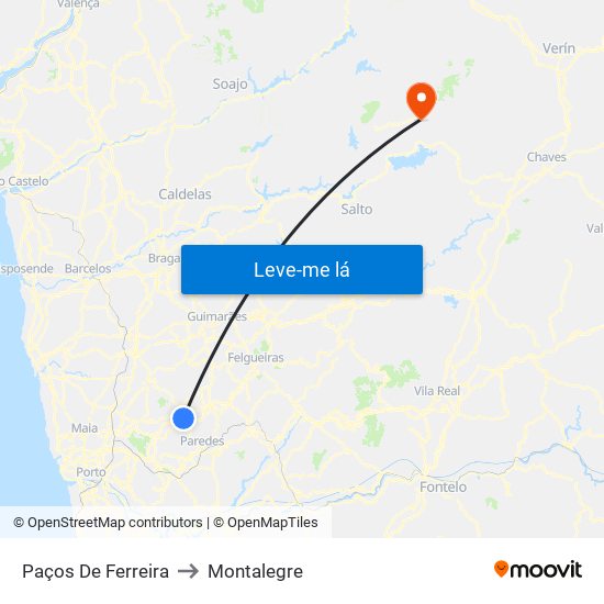 Paços De Ferreira to Montalegre map