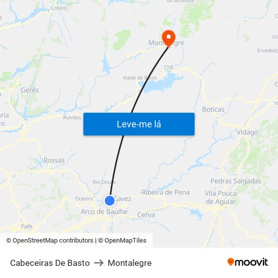 Cabeceiras De Basto to Montalegre map