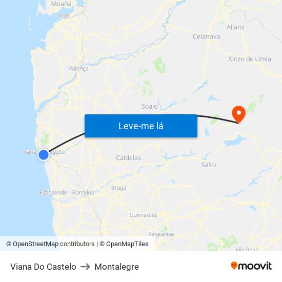 Viana Do Castelo to Montalegre map