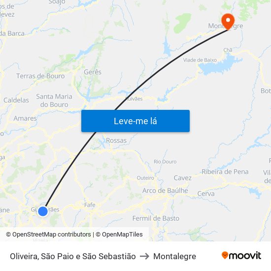 Oliveira, São Paio e São Sebastião to Montalegre map