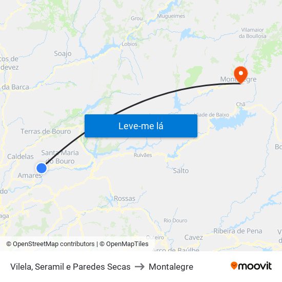 Vilela, Seramil e Paredes Secas to Montalegre map