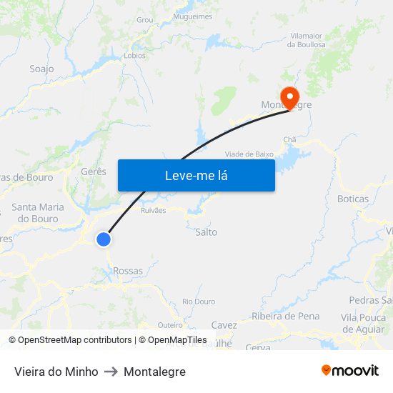 Vieira do Minho to Montalegre map