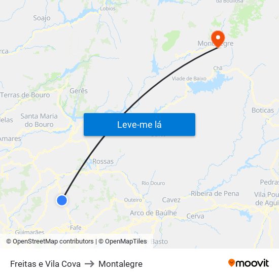 Freitas e Vila Cova to Montalegre map
