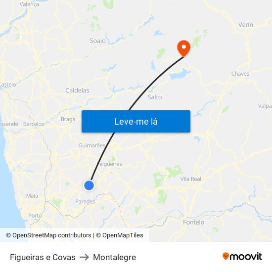 Figueiras e Covas to Montalegre map