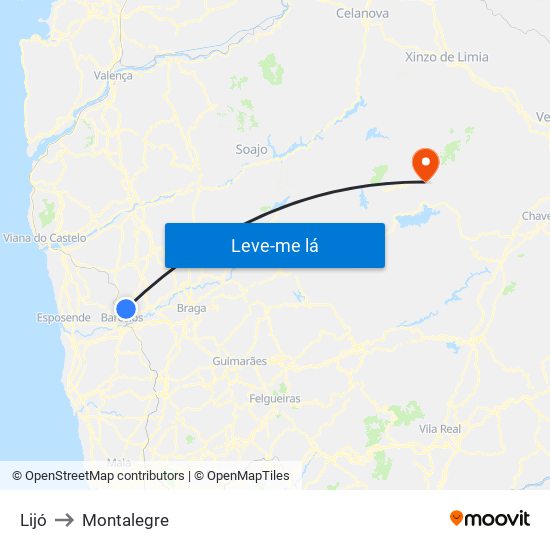 Lijó to Montalegre map