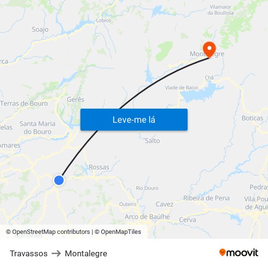 Travassos to Montalegre map