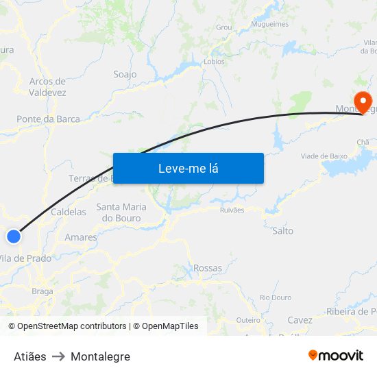 Atiães to Montalegre map