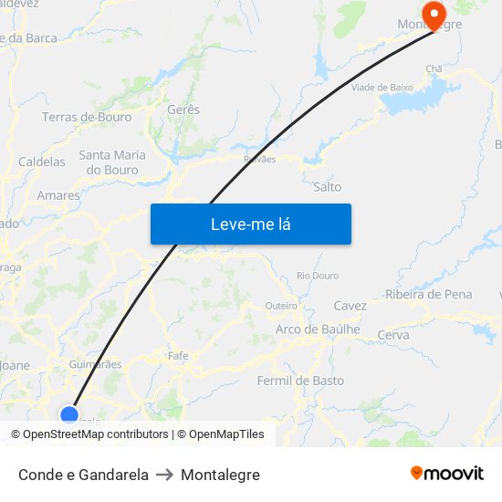 Conde e Gandarela to Montalegre map
