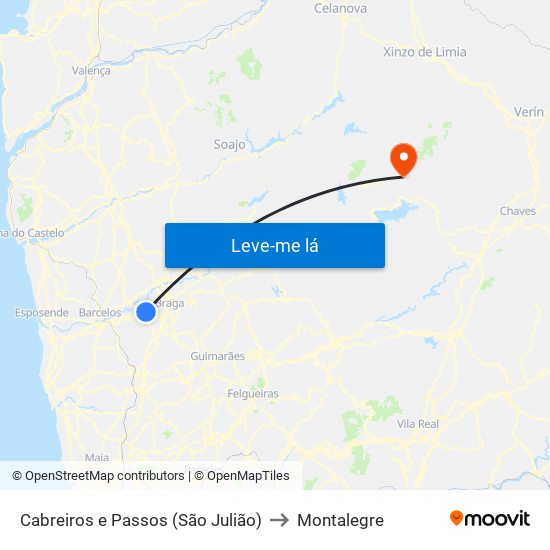 Cabreiros e Passos (São Julião) to Montalegre map