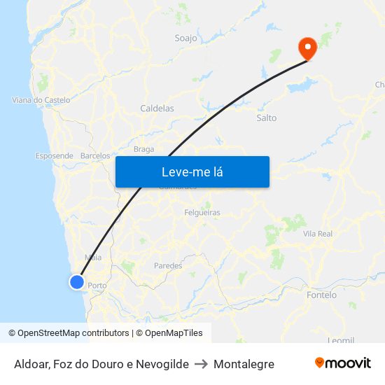 Aldoar, Foz do Douro e Nevogilde to Montalegre map