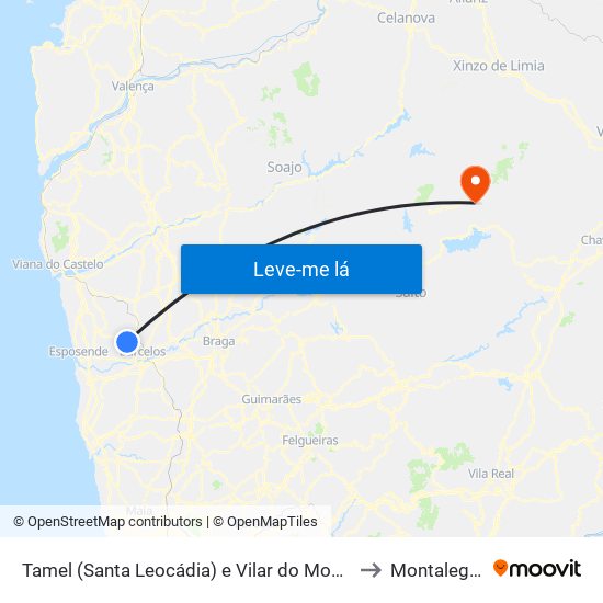 Tamel (Santa Leocádia) e Vilar do Monte to Montalegre map