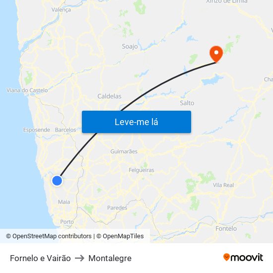 Fornelo e Vairão to Montalegre map