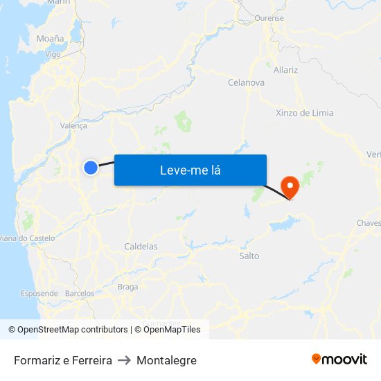 Formariz e Ferreira to Montalegre map