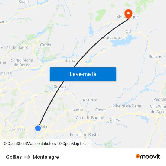 Golães to Montalegre map
