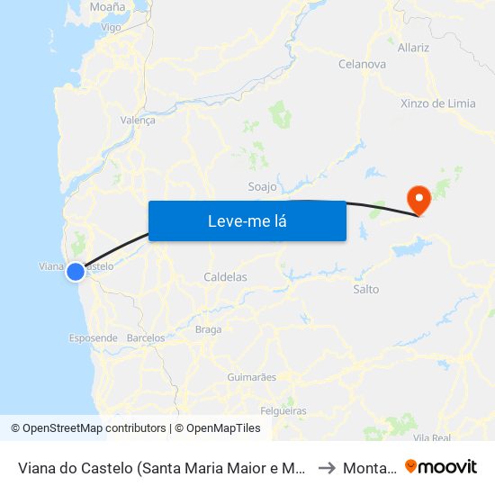 Viana do Castelo (Santa Maria Maior e Monserrate) e Meadela to Montalegre map