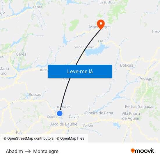 Abadim to Montalegre map