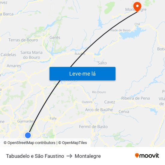 Tabuadelo e São Faustino to Montalegre map