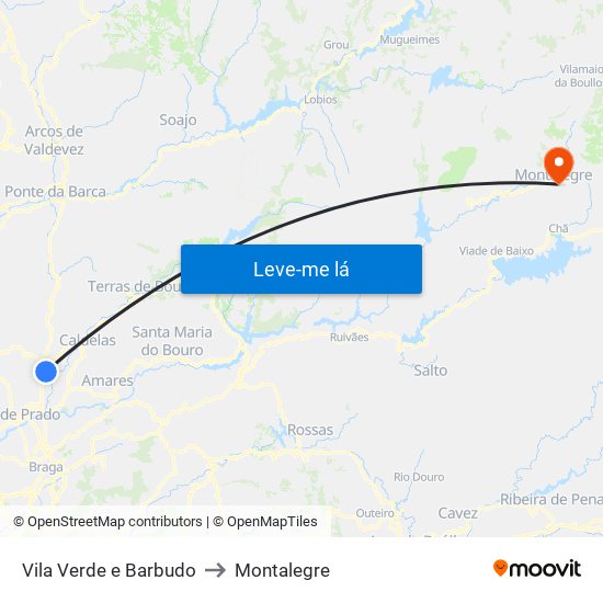 Vila Verde e Barbudo to Montalegre map