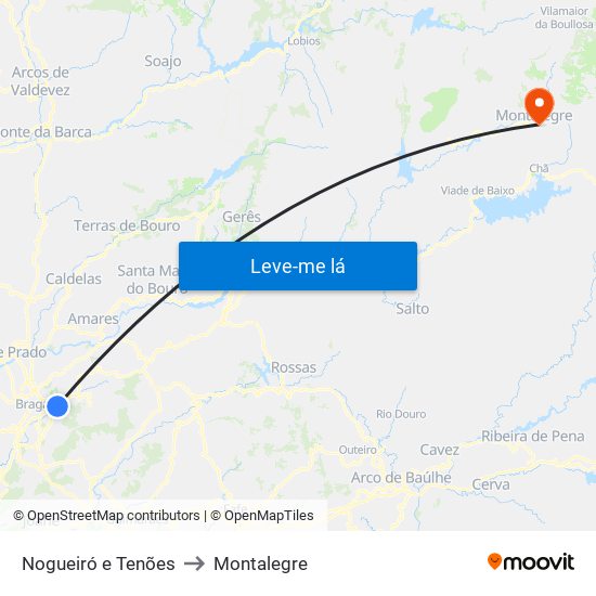 Nogueiró e Tenões to Montalegre map