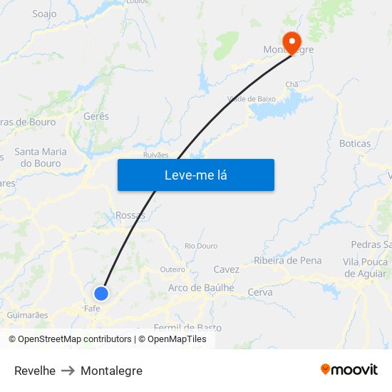Revelhe to Montalegre map