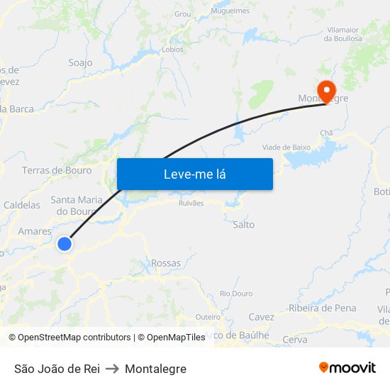 São João de Rei to Montalegre map