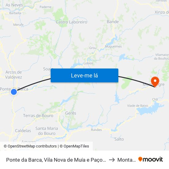 Ponte da Barca, Vila Nova de Muía e Paço Vedro de Magalhães to Montalegre map