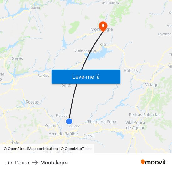 Rio Douro to Montalegre map