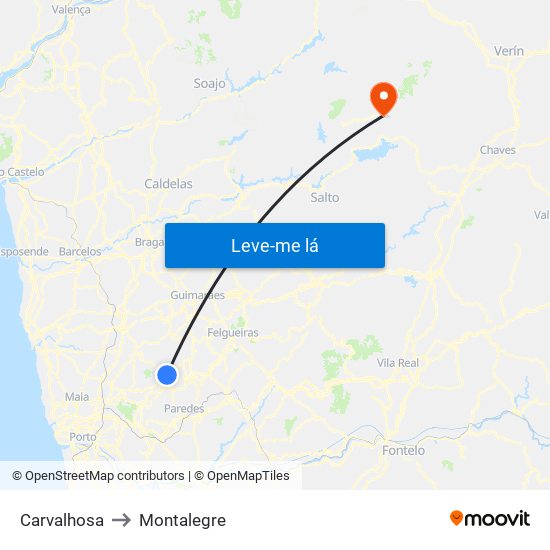 Carvalhosa to Montalegre map