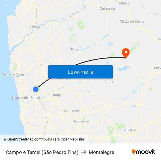 Campo e Tamel (São Pedro Fins) to Montalegre map