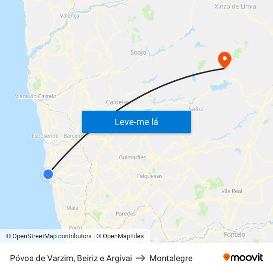 Póvoa de Varzim, Beiriz e Argivai to Montalegre map