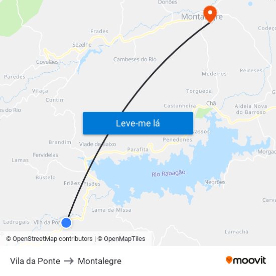 Vila da Ponte to Montalegre map