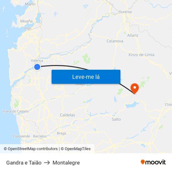 Gandra e Taião to Montalegre map
