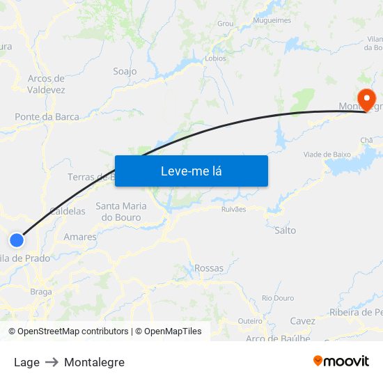 Lage to Montalegre map