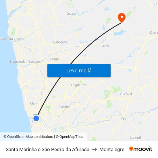 Santa Marinha e São Pedro da Afurada to Montalegre map