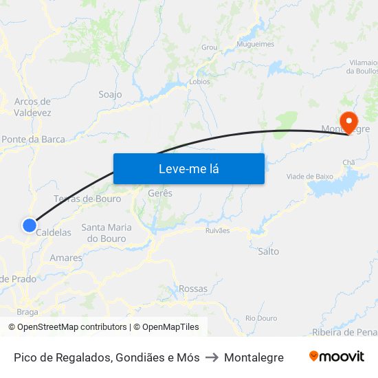 Pico de Regalados, Gondiães e Mós to Montalegre map