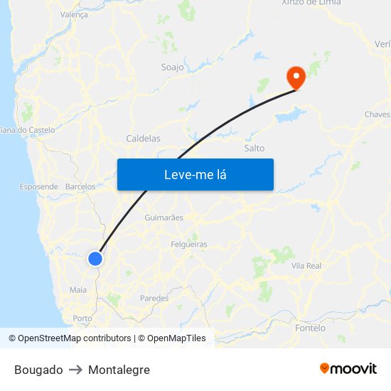 Bougado to Montalegre map